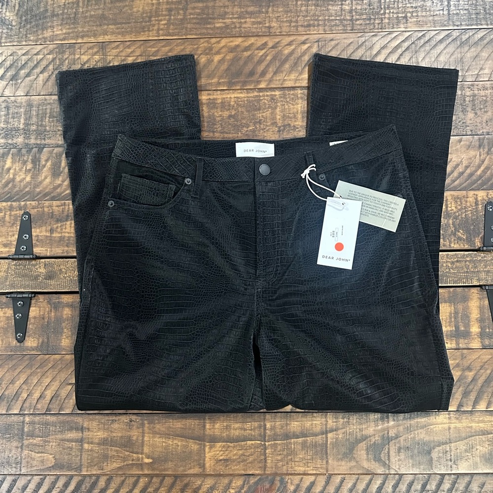 Dear John Black Textured Boot Cut Pants with slits